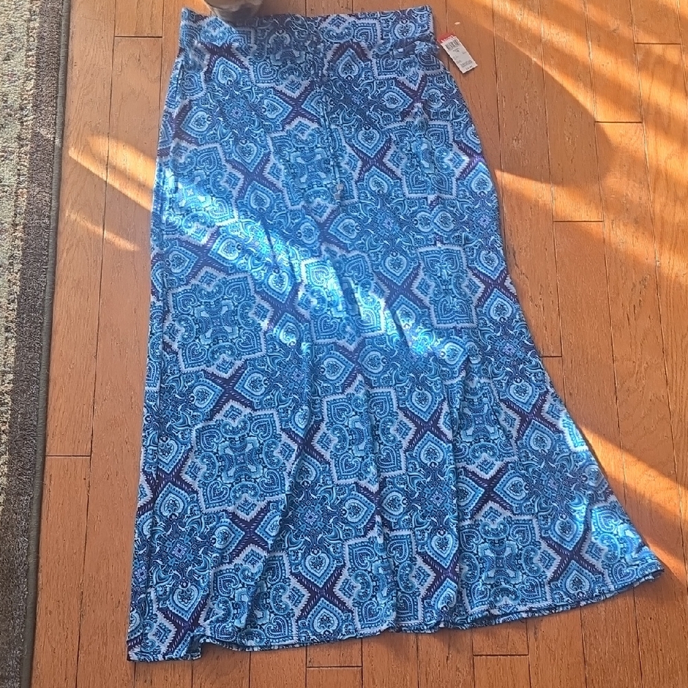 Blue Patterned Maxi Skirt